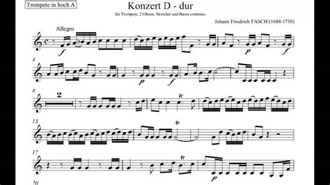 Fasch Trumpet Concerto In D I Allegro Accompaniment Scores Play