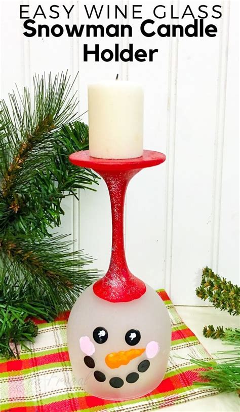 Festive Snowman Wine Glass Candle Holder