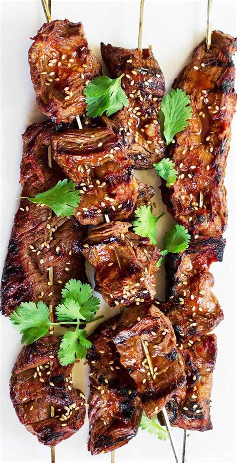 Korean Beef Skewers Recipe Beef Skewers Skewer Recipes Beef