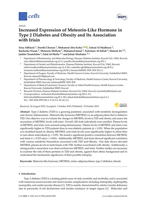 PDF Increased Expression Of Meteorin Like Hormone In Type 2 Diabetes