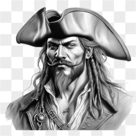 Descarga Dibujo En Blanco Y Negro De Hombre Pirata Inspirado En Una