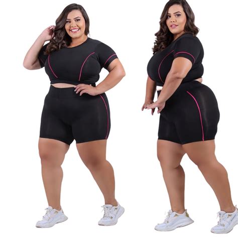 Conjunto Fitness Roupa De Academia Plus Size Premium Gg Xgg E Exgg