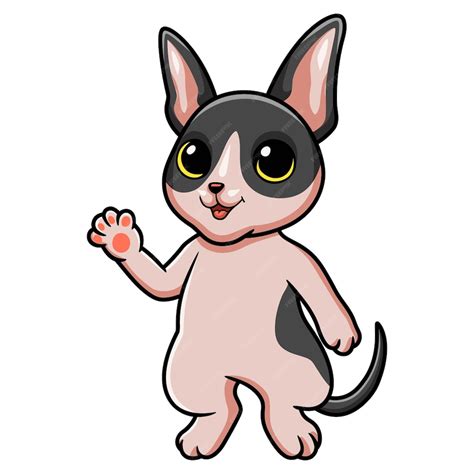 Premium Vector Cute Cat Cornish Rex Cartoon Waving Hand