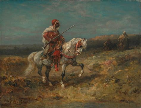 An Arab Horseman On The Look Out By Adolf Schreyer Artvee