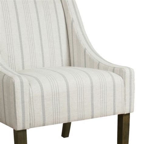 Fabric Upholstered Wooden Accent Chair With Stripe Pattern And Swooping