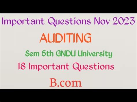 Auditing Important Question In Auditing Guru Nanak Dev University