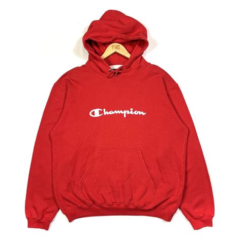 Champion Embroidered Hoodie Red Xl Tmc Vintage Vintage Clothing