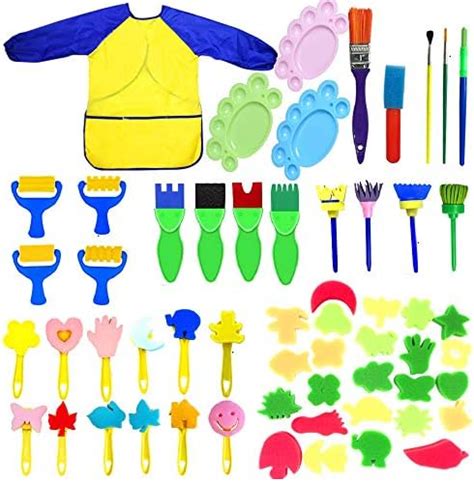 Fycooler 57Pcs Enfants Peinture Kits Éponge Brosses de Peinture Enfant