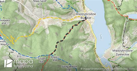 Międzybrodzie Bialskie Pod Rogaczem mapa turystyczna pl