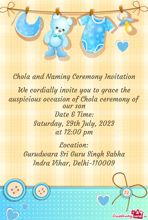 We Cordially Invite You To Grace The Auspicious Occasion Of Chola