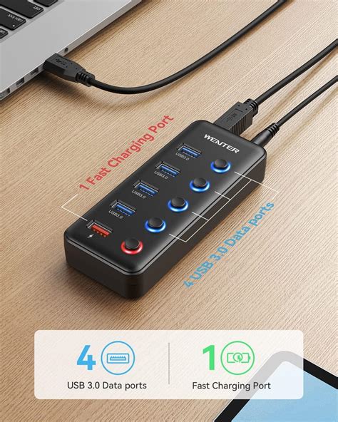 Powered Usb Hub Wenter Ports Usb Hub Data Transfer Ports