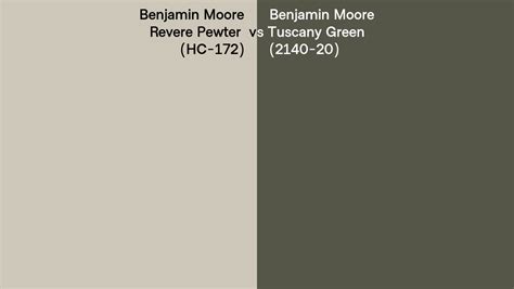 Benjamin Moore Revere Pewter Vs Tuscany Green Side By Side Comparison