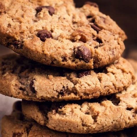 Chocolate Chip Cookies Stacked On Top Of Each Other