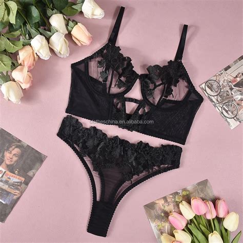 Chuangerm Oem Hot Selling Sexy Lingerie Women Embroidery Flower