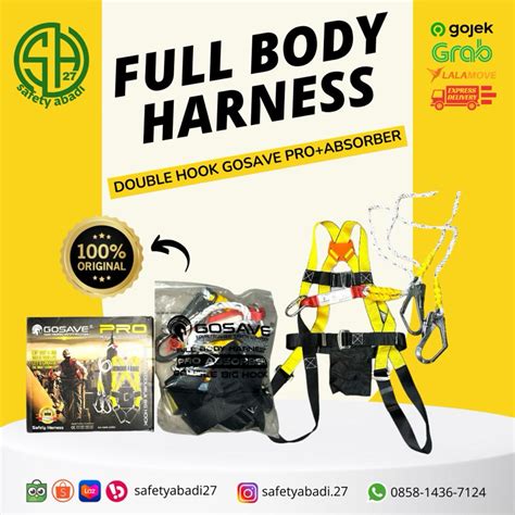 Jual Full Body Harness Double Hook Pro Absorber Original Gosave