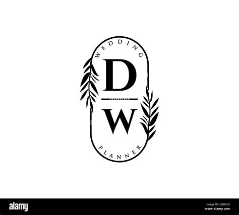 Dw Initials Letter Wedding Monogram Logos Collection Hand Drawn Modern