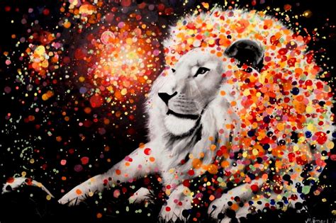 Joy of Art by Marina Joy: Original Abstract Painting of Lion By Marina Joy