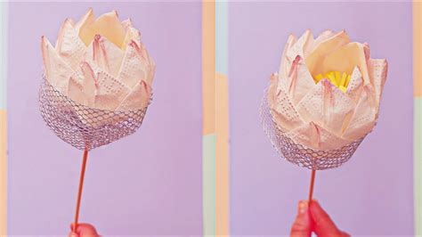 Diy Paper Napkin Flower How To Make Paper Flowers Diy Napkin Crafts