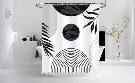 Toengs Boho Shower Curtains For Bathroom Black And White