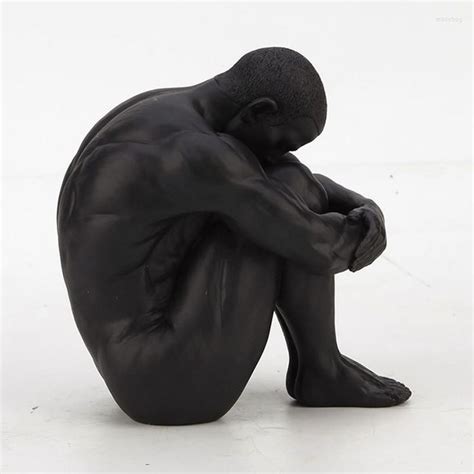 Decorative Figurines Ins Creative Nude Male Sculpture Decor Body Art Statue Sit With Your Legs