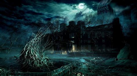 HD wallpaper: Dark Game Scene, haunted mansion illustration, games ...