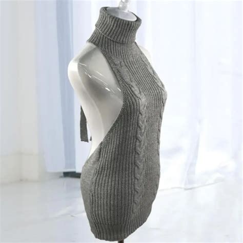 New Turtleneck Sleeveless Long Virgin Killer Sweater Japanes Knitted