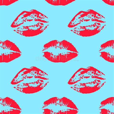 Seamless Pattern With Red Lips On White Background Vector Illustration