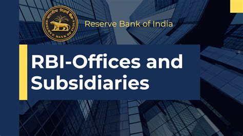 Reserve Bank Of India Offices And Subsidiaries Indian Economy