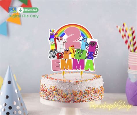 Printable Numberblocks Pink Girl Cake Topper Custom Name Birthday