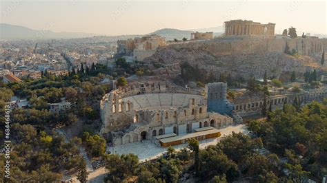 Athens Greece Odeon Of Herodes Atticus Amphitheater Acropolis Of