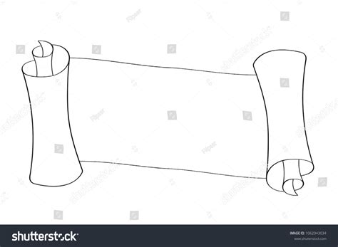 Horizontal Paper Scroll Outline Drawing Vector Vector De Stock Libre