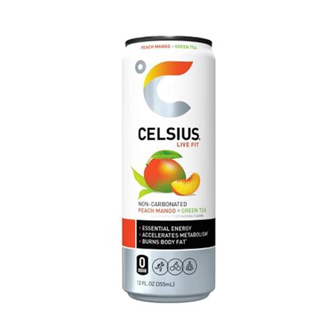 Celsius Peach Mango Green Tea Non-carbonated 12oz 12 Pack - Alex ...