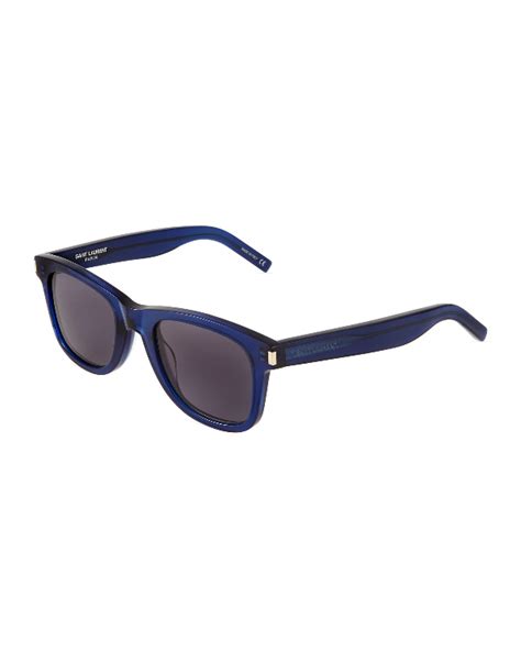 Saint Laurent Square Acetate Sunglasses In Black Modesens