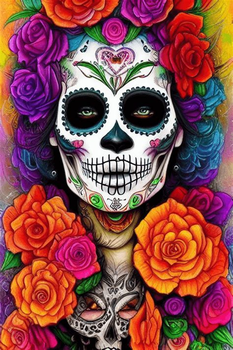 Dia De Los Muertos Sugar Skull Digital Graphic · Creative Fabrica