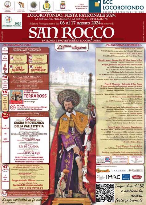 Festa Di San Rocco 2024 A Locorotondo Il Programma Civile E Religioso