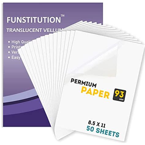 Translucent Vellum Paper 8.5x11 Inches - 50 Sheets Printable ...