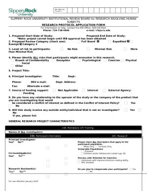 Irb Application January Doc Template Pdffiller