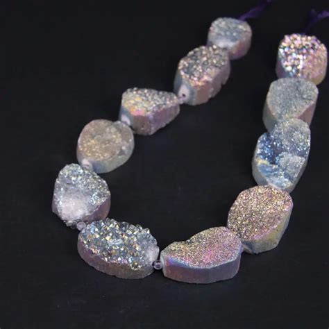 Approx Pcs Strand Rainbow Titanium Natural Quartz Geode Drusy Oval