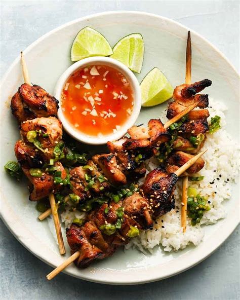 Lemongrass Grilled Chicken Skewers With Nuoc Cham Lindsey Eats