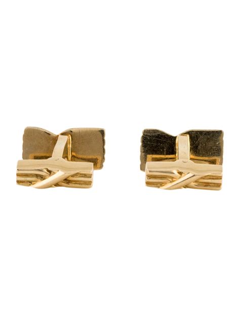 Tiffany And Co Vintage 18k Intersecting Line Cufflinks Gem