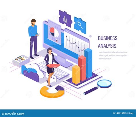 Business Analysis Data Analytics Of Graphs And Charts Marketing Research Stock Vector