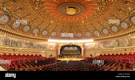 Interior of the cozy and impressive concert hall in Romanian Athenaeum ...