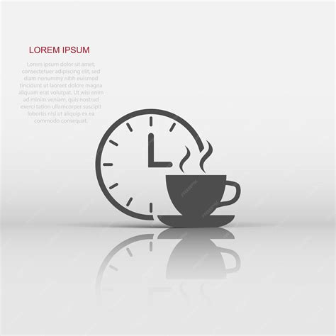 Premium Vector Coffee Break Icon In Flat Style Clock With Tea Cup