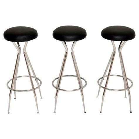 Set of Three Vintage Modern Swivel Bar Stools For Sale at 1stDibs