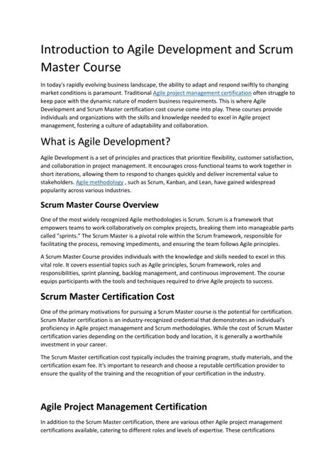 Ppt Introduction To Agile Development And Scrum Master Course