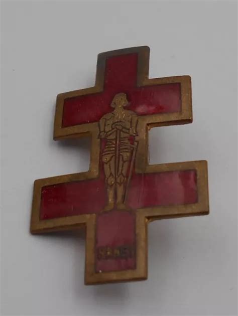 INSIGNE BROCHE CROIX De Lorraine Emaillee Jeanne D Arc Nancy EUR 19 00