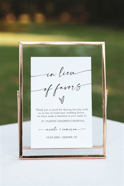 In Lieu Of Favors Sign Minimalist In Lieu Of Favors Sign Modern