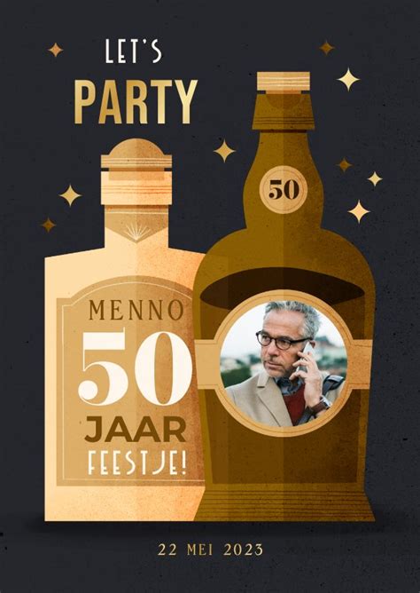 Uitnodigingskaart Whisky Met Foto 50 Jaar Kaartje2go