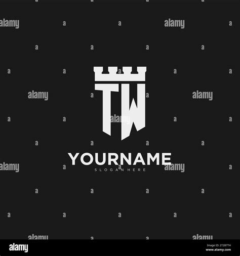 Initials Tw Logo Monogram With Shield And Fortress Design Vector