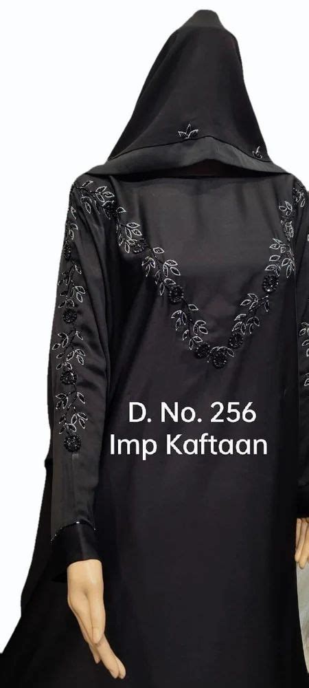 Casual Wear Black Imported Nida Hand Embroidery Burkha Size Medium At